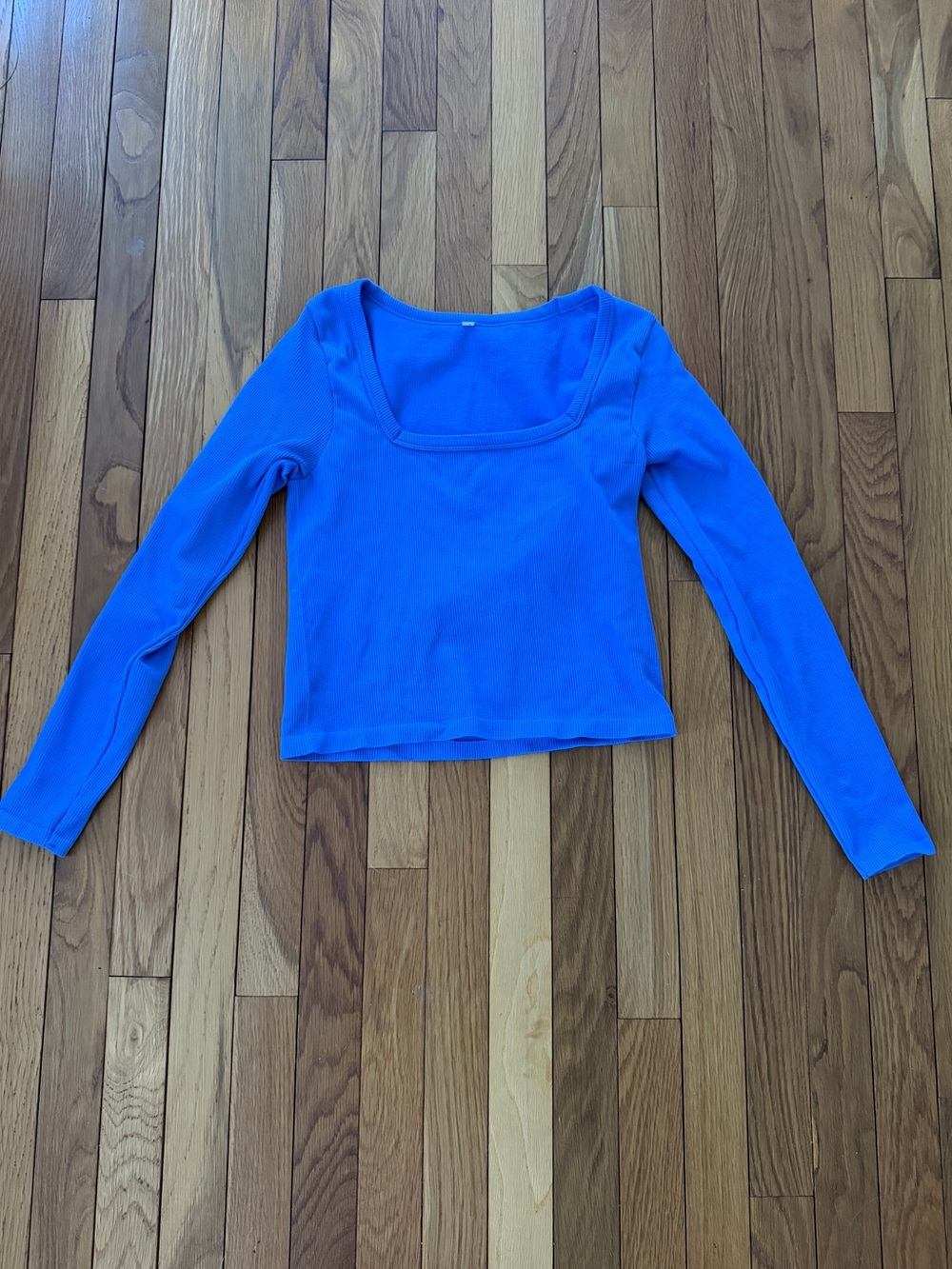 Blue Long-Sleeve Square Neck Women’s Top